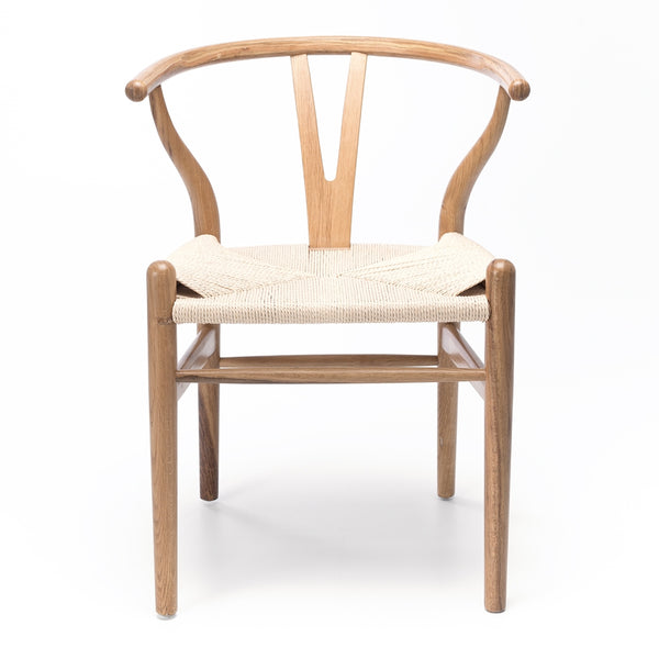 oak wishbone chair with rope seat