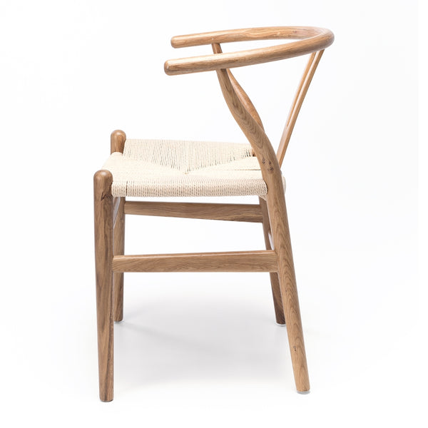 oak wishbone chair with rope seat