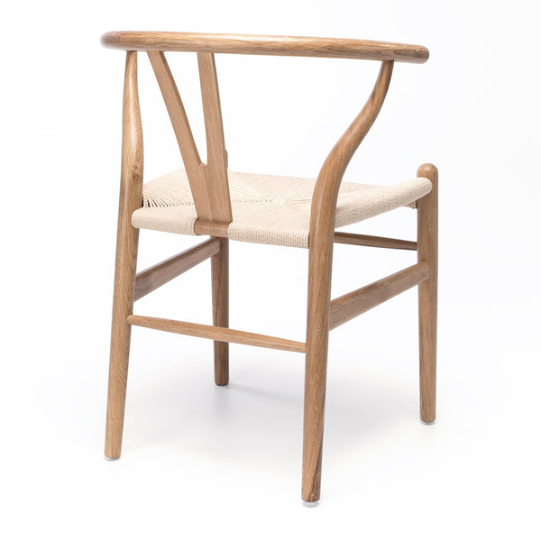 oak wishbone chair with rope seat