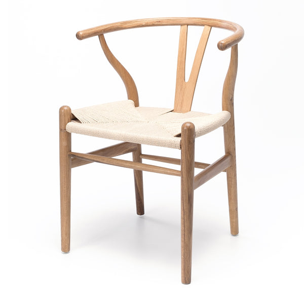 oak wishbone chair with rope seat