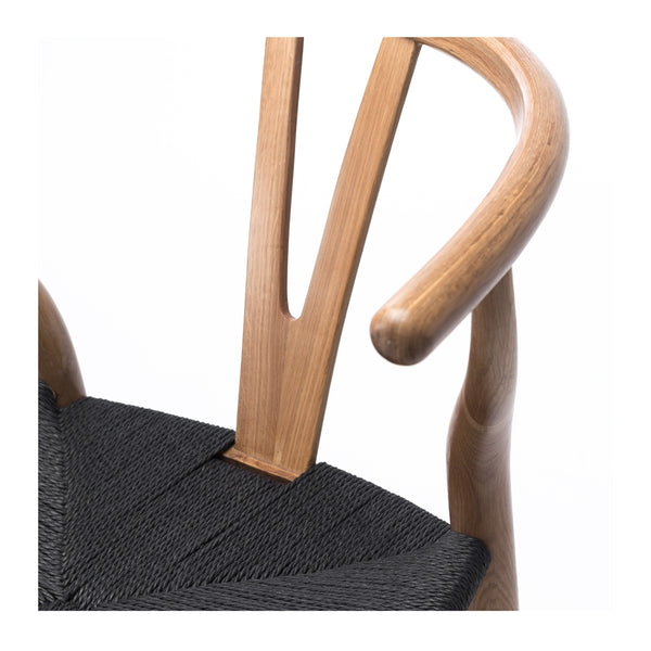 oak wishbone chair with rope seat