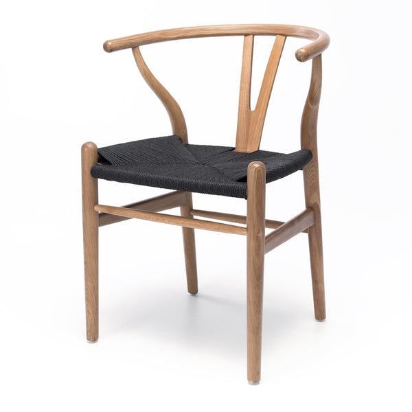 oak wishbone chair with rope seat