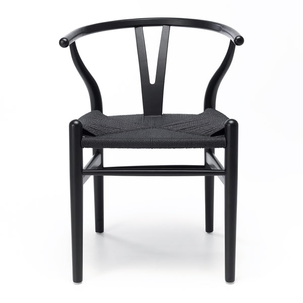 oak wishbone chair with rope seat